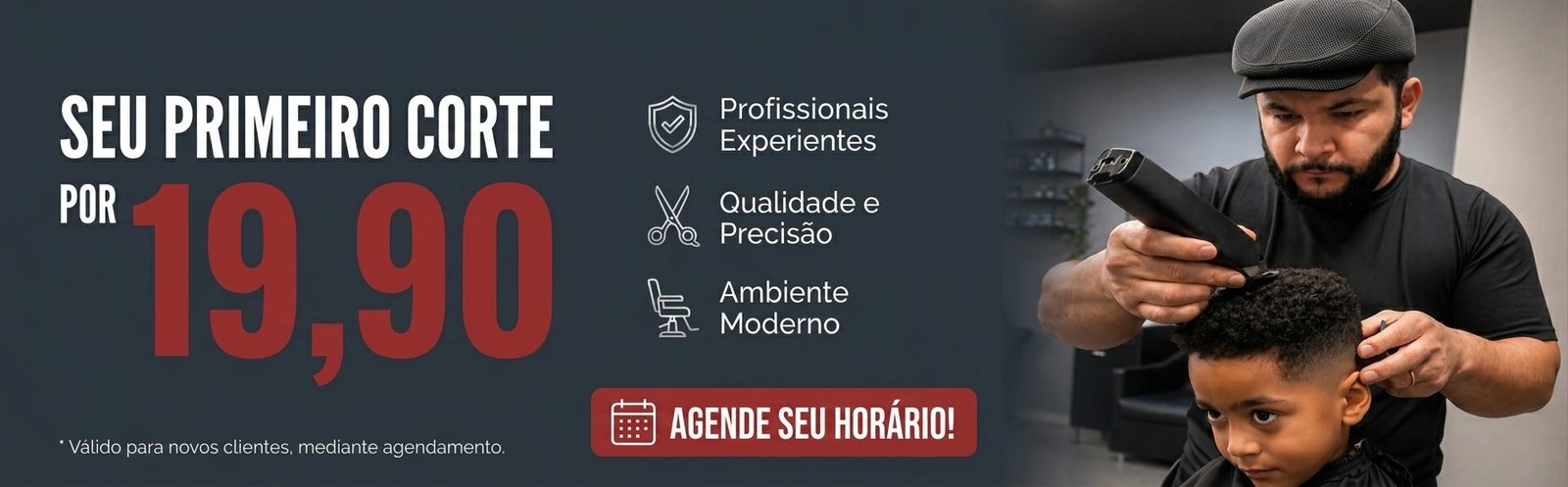 Promoção Barbearia LZ: seu primeiro corte por 19,90. Agende pelo WhatsApp.